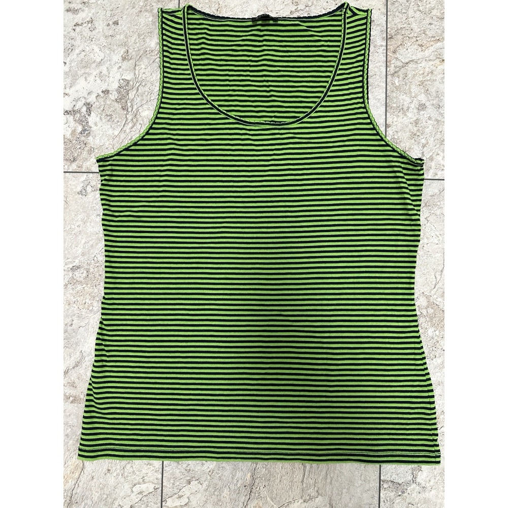 Talbots Green and Black Striped Tank Top Size L